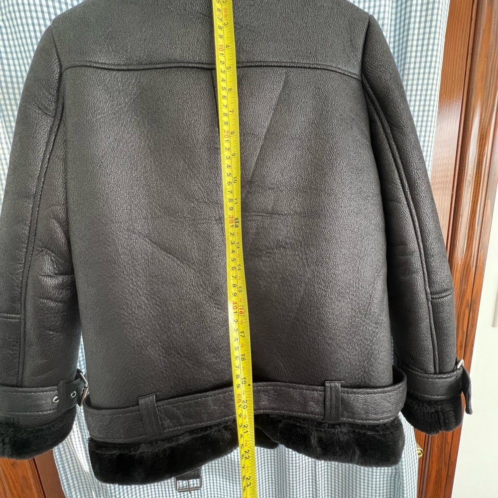 Topshop Black Faux Leather Jacket with Faux Fur Collar - Picture 6 of 7